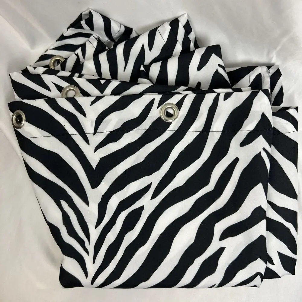 Black White ZEBRA Animal Print Thin Shower Curtain 72